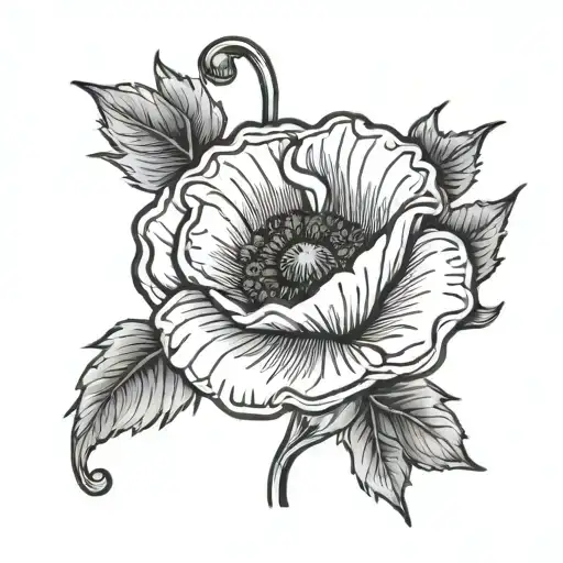 Poppy Flower With August 4Th Birthday Date