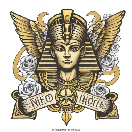 Egyptian Pharoh With Momento Mori Text