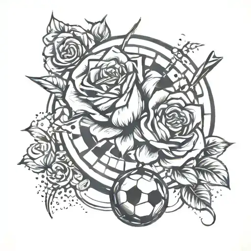 Rose And Soccer Ball And Dart Board