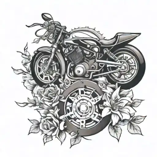 Sport Bikes Gears Flowers