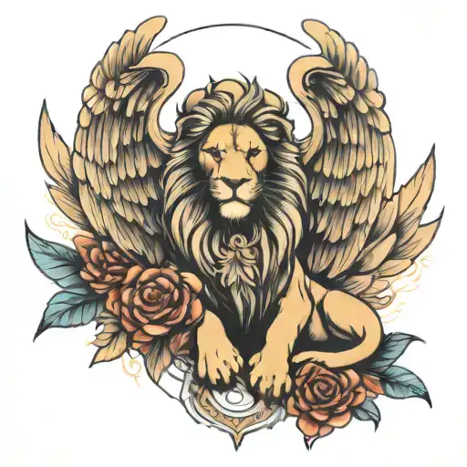 Lion And Angel Wings