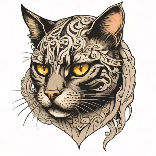 Cat With A Scar On The Face