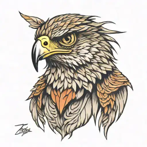 Hawk Eyes And Beak Faded Collar Bone