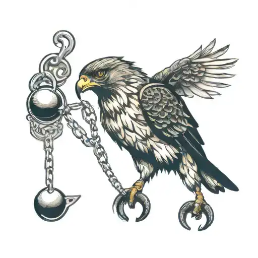 Hawk With Ball And Chain On Leg