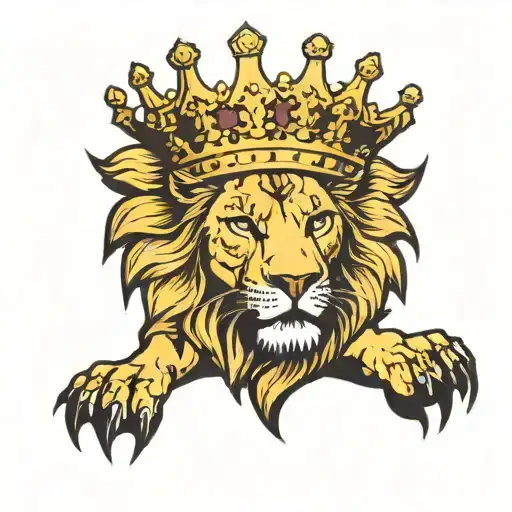 Lion Wearing 5 Point Simple King Crown
