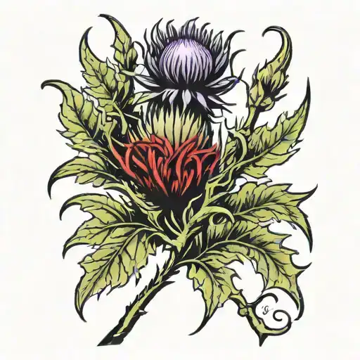 Scottish Thistle And Flag