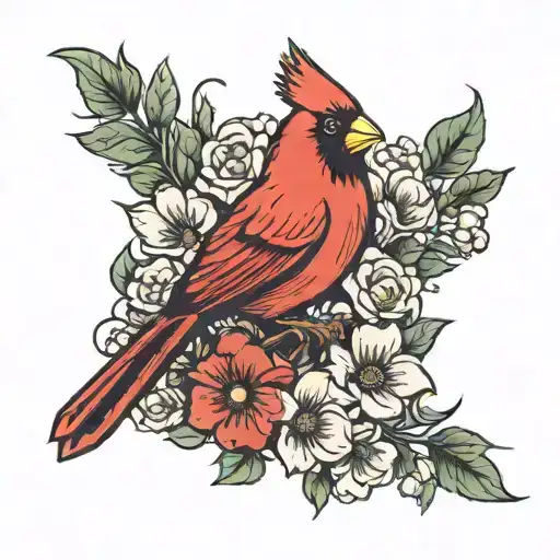 Flower Armband With Cardinal Bird