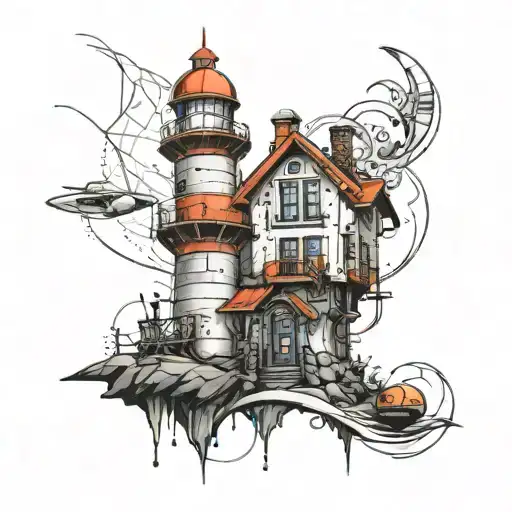 A Cyberpunk-inspired Lighthouse With A Futuristic Twist