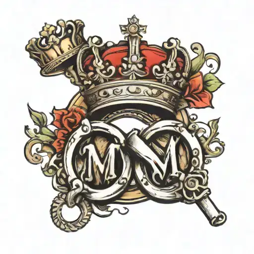 Letter M Handcuffs And Crown