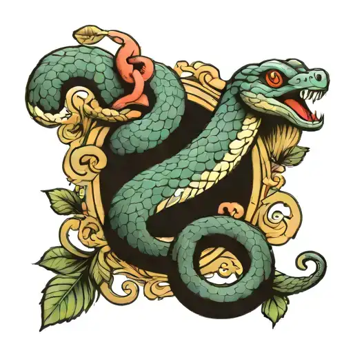 A Snake Around A Bird Perched