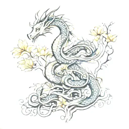Dragon Lotus Norse God Tree