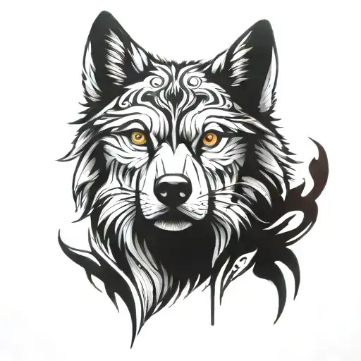 Tattoo For Family And Wolf Face
