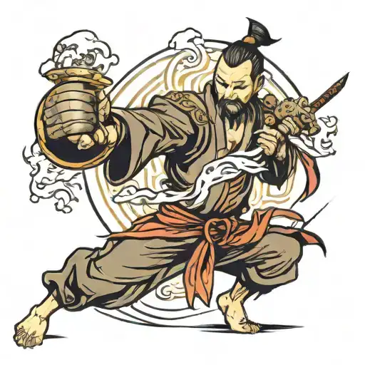 Kung Fu Master With Sword And Ball