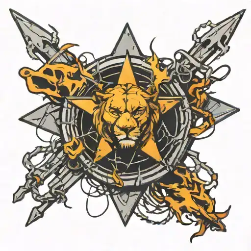 Leo Star Sign With Barbed Wire Wrapped