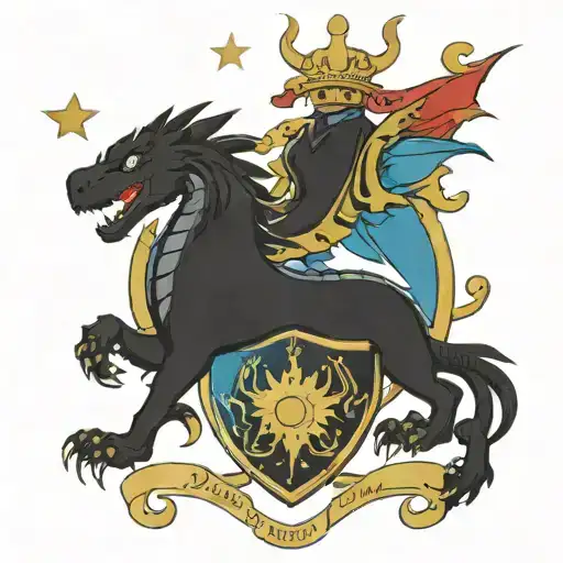 Coat Of Arms Of The Brussax Family With A Dragon And The Orion Constellation