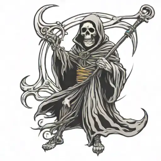 Skull Grim Reaper Holding A Scythe
