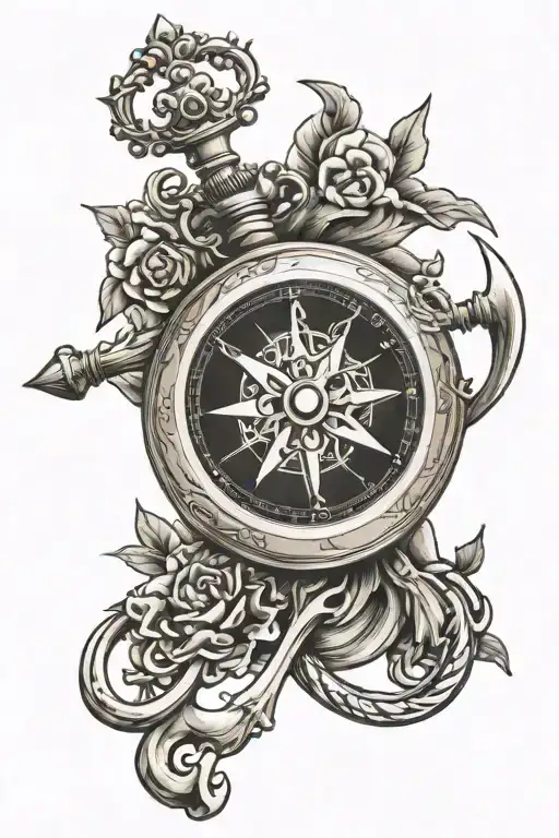 Compass Anchor Pocket Watch