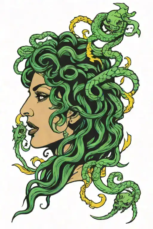 Medusa Holding Lightning Bolt