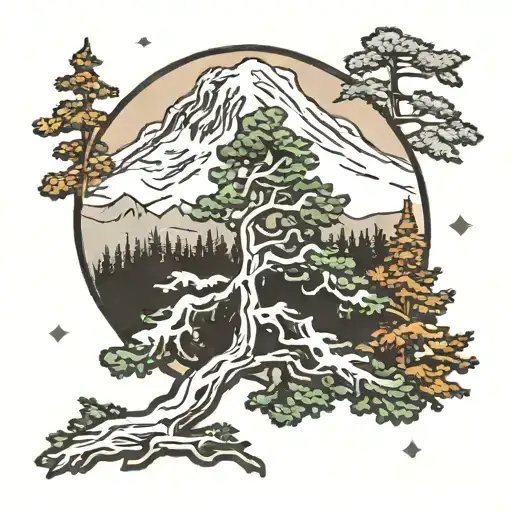 Pine Tree With Mt Rainier