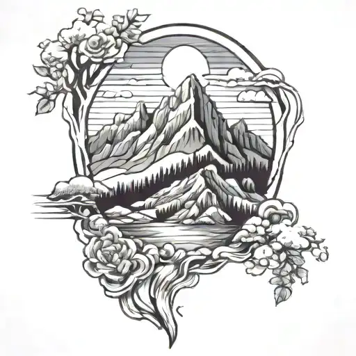 Mountain Scene With 1300 M Written