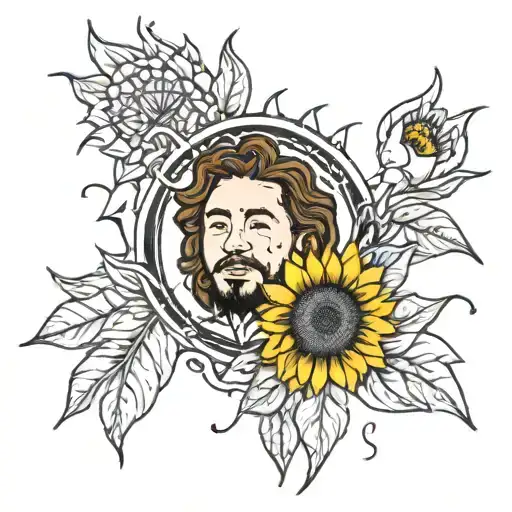 Post Malone Themed Tattoo And Sunflower