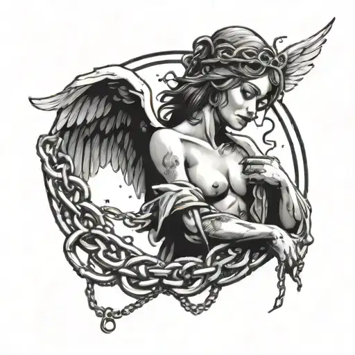 Angel In The Sky With Chains Wrapping