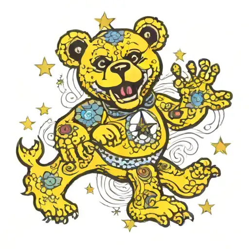 Yellow Star Grateful Dead Dancing Bear