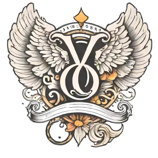 Semicolon With Angel Wings And The Letter Q