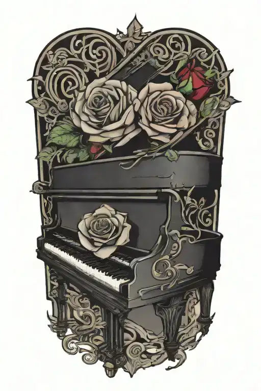 Piano With A Rose Intertwined