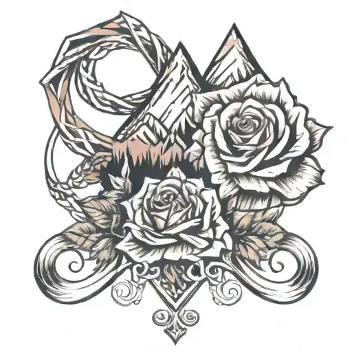 Infinity Simbol Rose And Mountain Peak