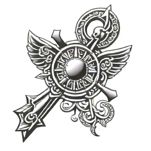 Design A Tattoo With Ankh Symbol With Sun And Moon Face