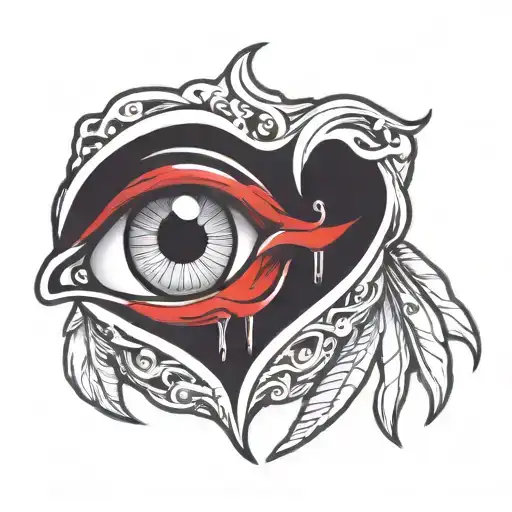 Heart Shape With An Eye Inside Crying Tears Black And White