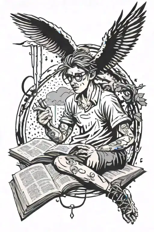 Tattoo Rain Boy Tree Newspaper