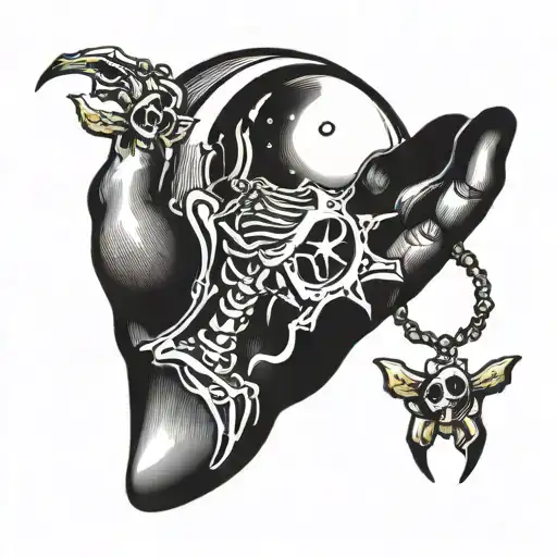 Skeleton Hand Holding Moon