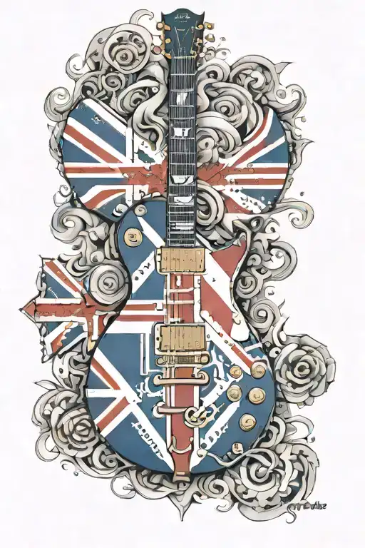 Union Jack Epiphone Les Paul Guitar With Smoke Forming The Shape