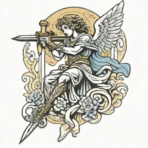 Guardian Angel Holding A Sword