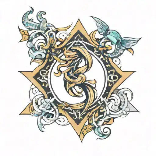 Aquarius Sagittarius Virgo Symbol Intertwined
