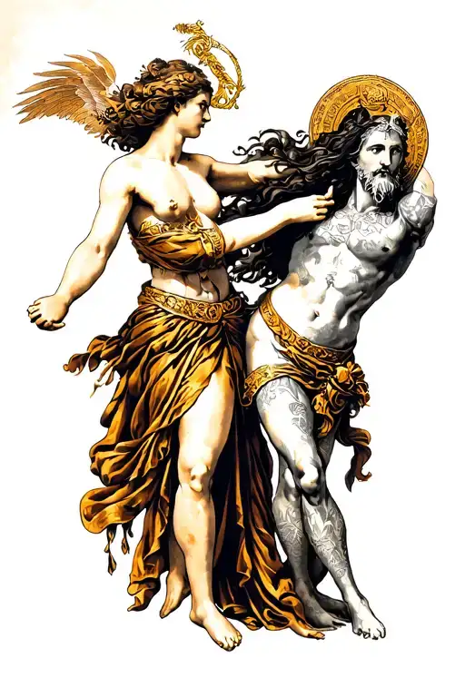 Roman Goddess Diana Fighting The God Mars God