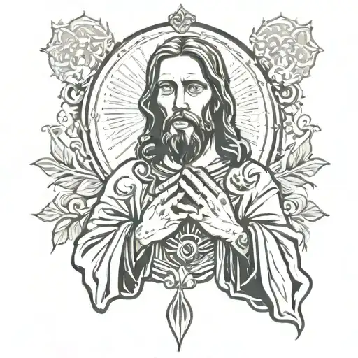 Praying Hands And Jesus