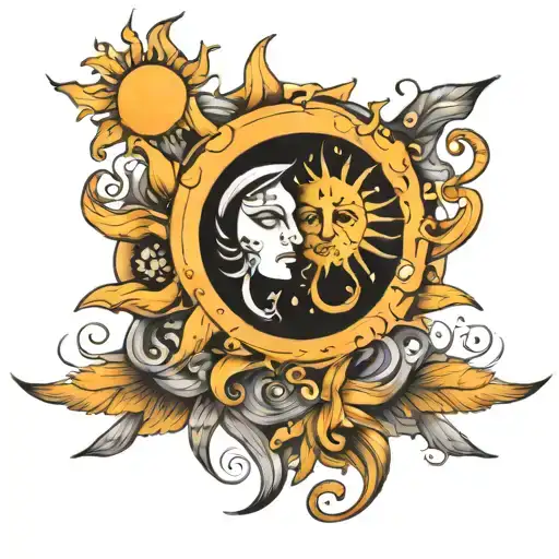 Sun And Moon Merging Together