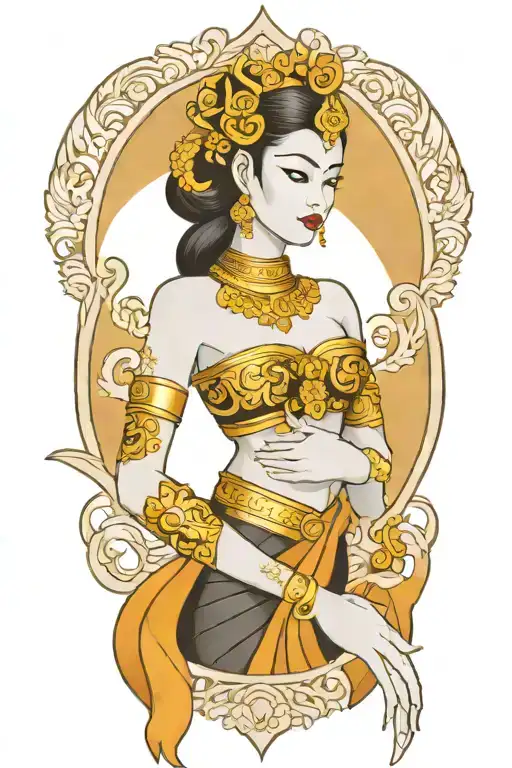 Thai Goddess Holding Golden Shield