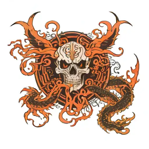 Latin Phrase 'Memento Mori' And Japanese Dragon