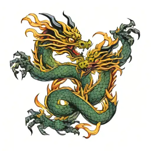 Chinese Dragon Intertwined