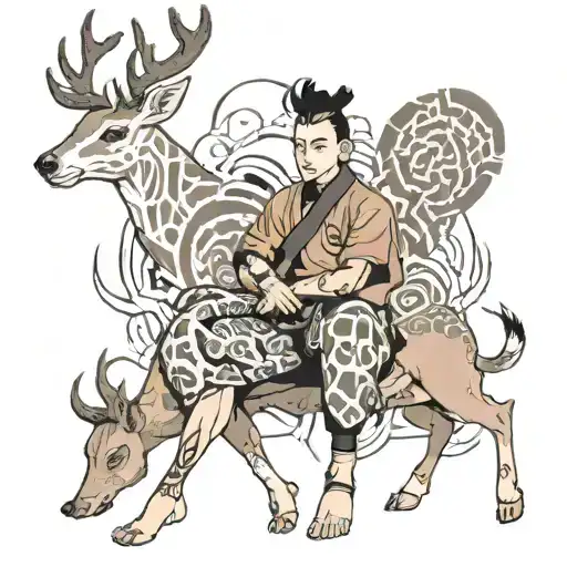 Shikamaru Nara With His Shadows And Deer