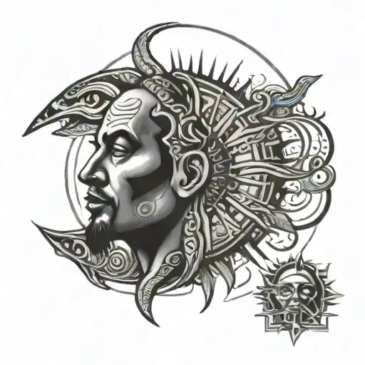 Men Face Sun Tatto