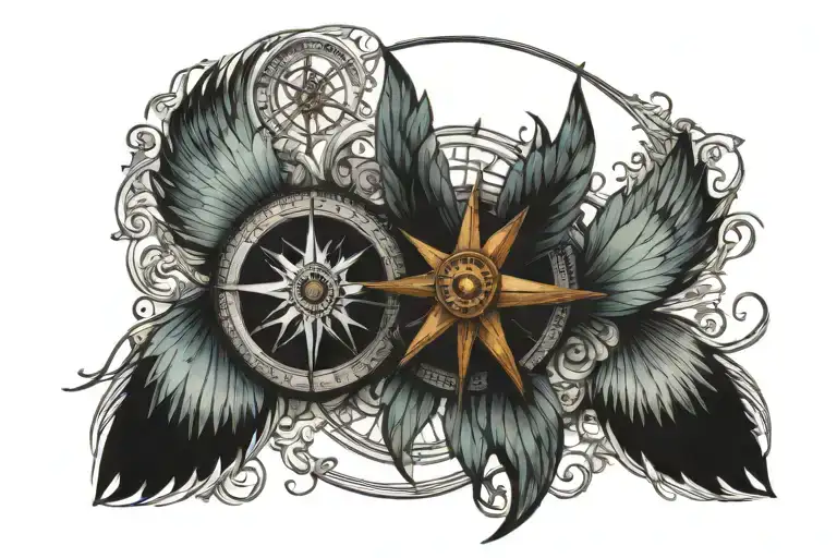 Compass Fairy Wings Surrounded
