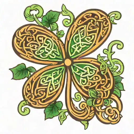 Clover With Celtic Knots And The Name Treacy As Stem