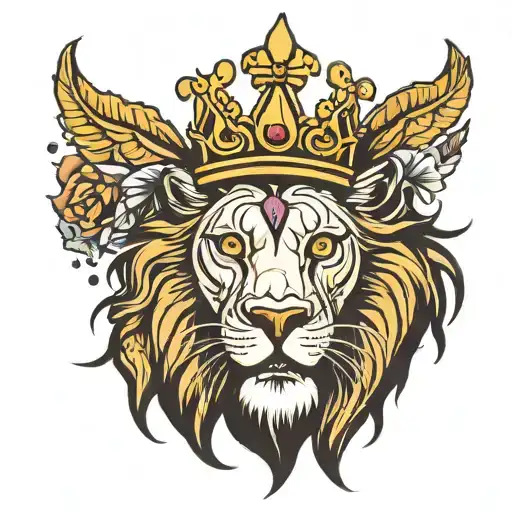 Lion With Crown And Moon Eyes