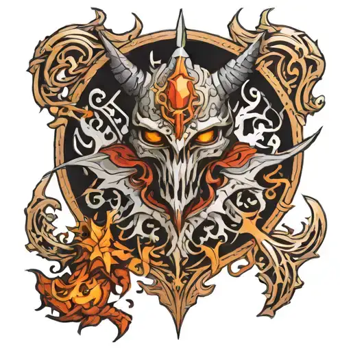Combine Elements From Magic The Gathering And Diablo 2 To Create A Unique Fantasy Tattoo Design