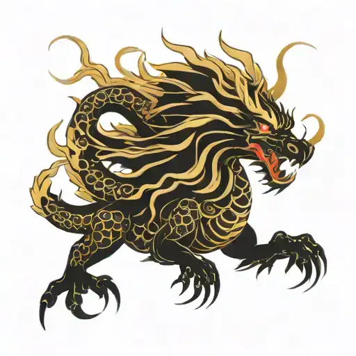 Chinees Dargon Golden And Black